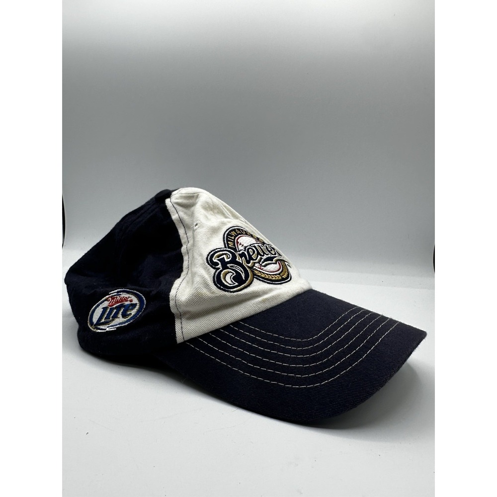 Milwaukee Brewers Script Name Miller Lite‎ Strapback Cap Hat, Navy Blue Giveaway